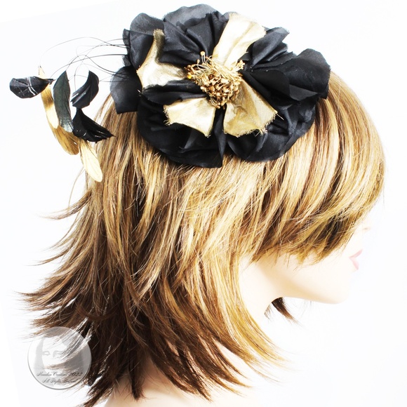 Yves Saint Laurent Decorative Head Piece Hair Comb Flower and Feathers Rare 70s main image 7